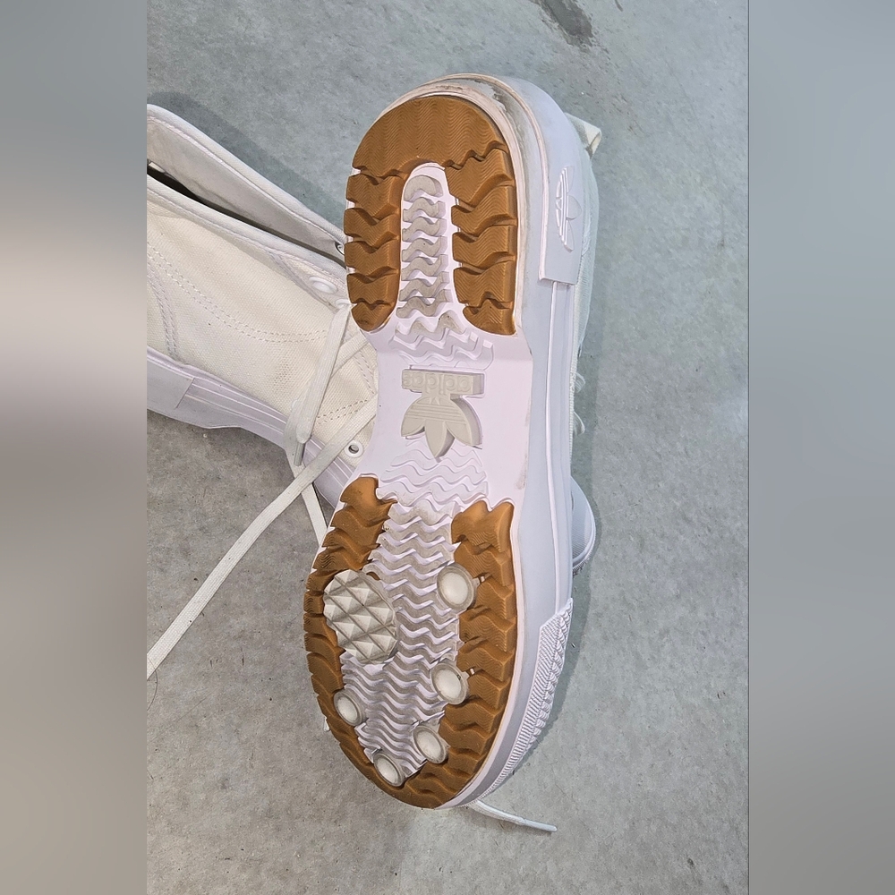 Adidas White and Thiker Tan Sloe Sneakers